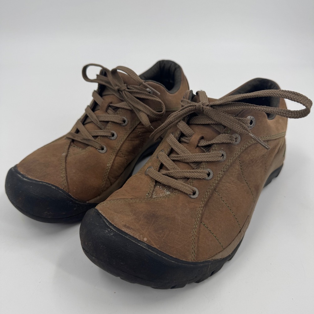 Keen 1004758 Walking Shoes Womens 9.5 Brown Leather Lace Up Low Top Trail Hiking